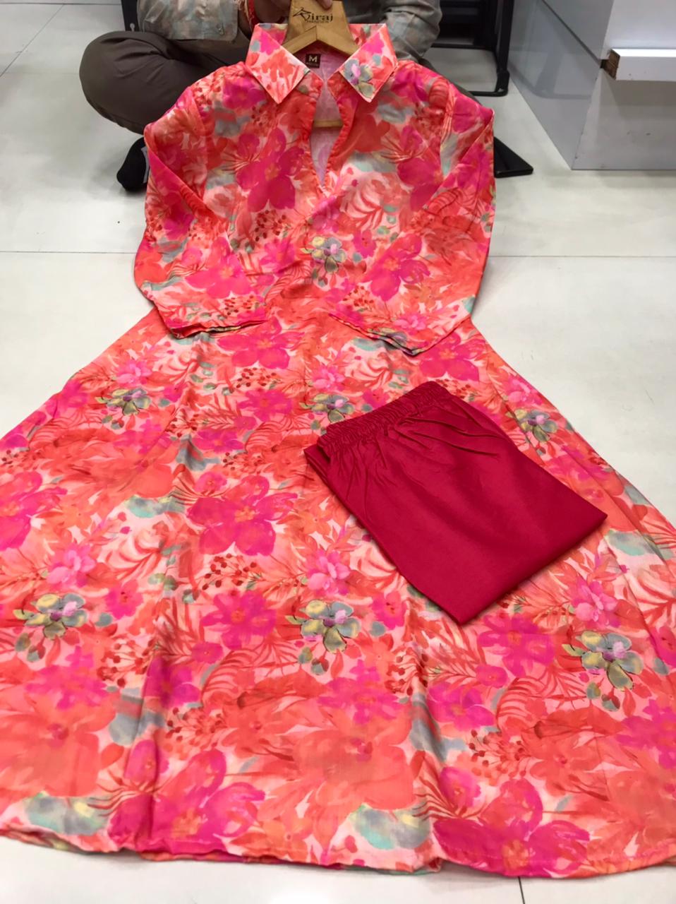 Vt Designer Muslin Digital Printed Kurti With Bottom Orders In India
